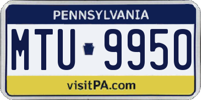 PA license plate MTU9950