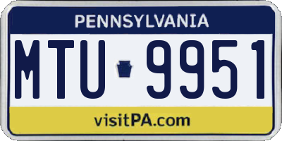 PA license plate MTU9951