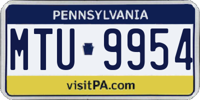 PA license plate MTU9954