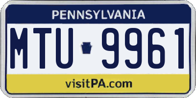 PA license plate MTU9961