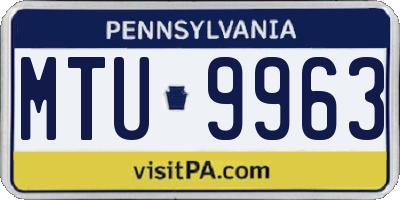 PA license plate MTU9963