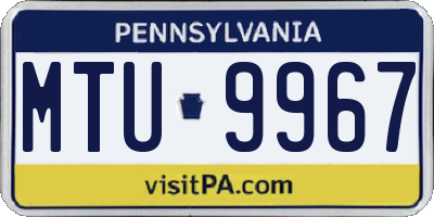 PA license plate MTU9967