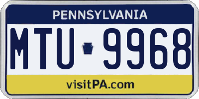 PA license plate MTU9968