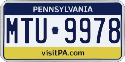 PA license plate MTU9978
