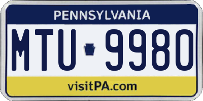 PA license plate MTU9980