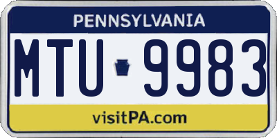 PA license plate MTU9983