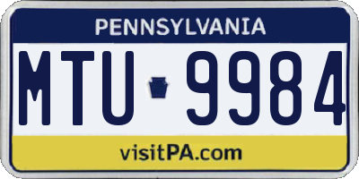 PA license plate MTU9984