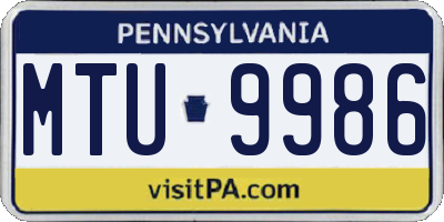 PA license plate MTU9986