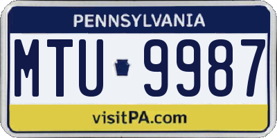 PA license plate MTU9987