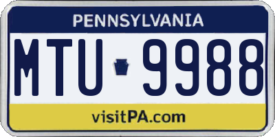 PA license plate MTU9988