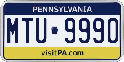 PA license plate MTU9990