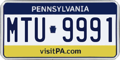 PA license plate MTU9991