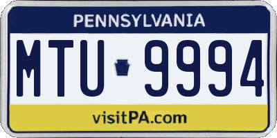 PA license plate MTU9994