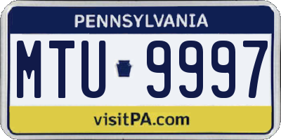 PA license plate MTU9997