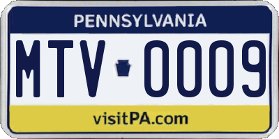 PA license plate MTV0009