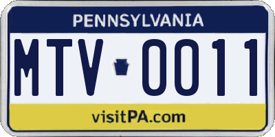 PA license plate MTV0011