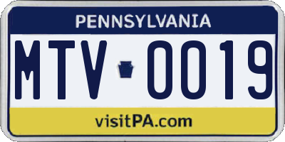 PA license plate MTV0019