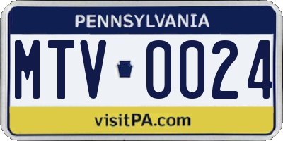 PA license plate MTV0024