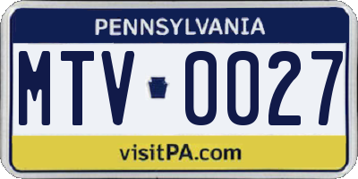 PA license plate MTV0027