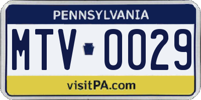 PA license plate MTV0029