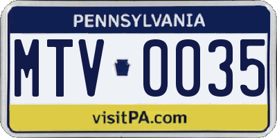 PA license plate MTV0035