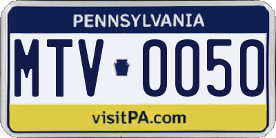 PA license plate MTV0050