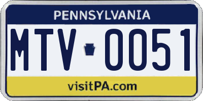 PA license plate MTV0051