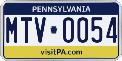 PA license plate MTV0054