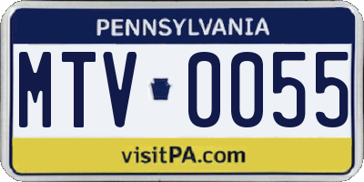 PA license plate MTV0055
