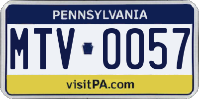 PA license plate MTV0057