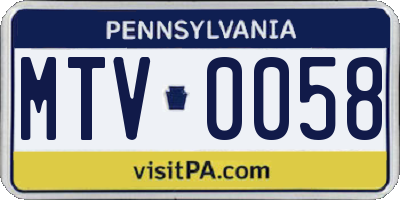 PA license plate MTV0058