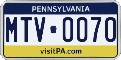 PA license plate MTV0070