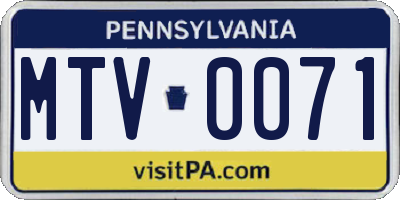 PA license plate MTV0071