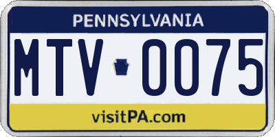 PA license plate MTV0075