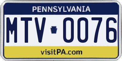 PA license plate MTV0076