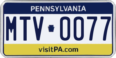 PA license plate MTV0077