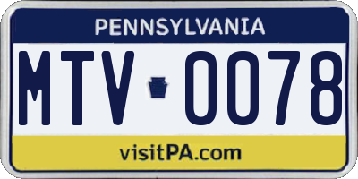 PA license plate MTV0078