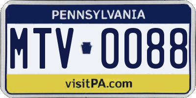 PA license plate MTV0088