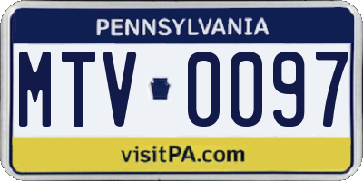 PA license plate MTV0097