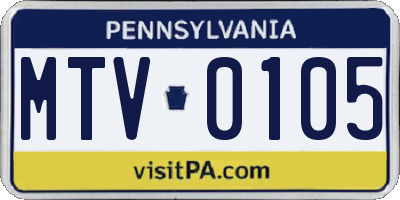 PA license plate MTV0105
