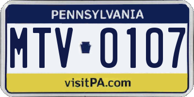 PA license plate MTV0107