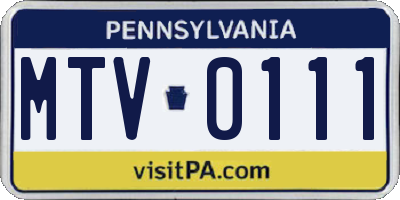 PA license plate MTV0111