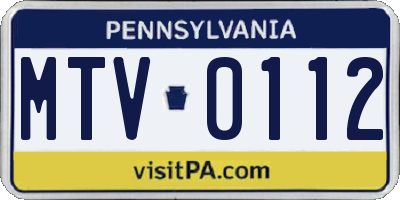 PA license plate MTV0112