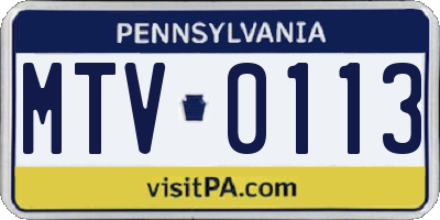 PA license plate MTV0113