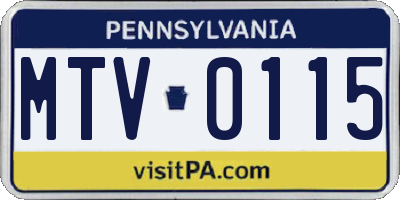 PA license plate MTV0115