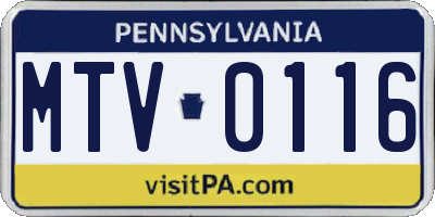 PA license plate MTV0116