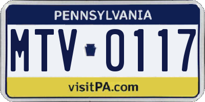PA license plate MTV0117