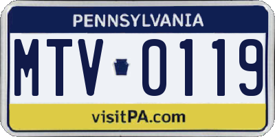 PA license plate MTV0119