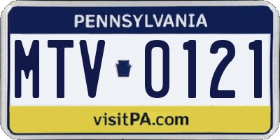 PA license plate MTV0121