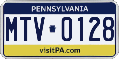 PA license plate MTV0128